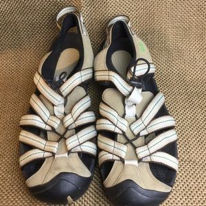 Lands End Tan Green Hiking sport shoes 10B